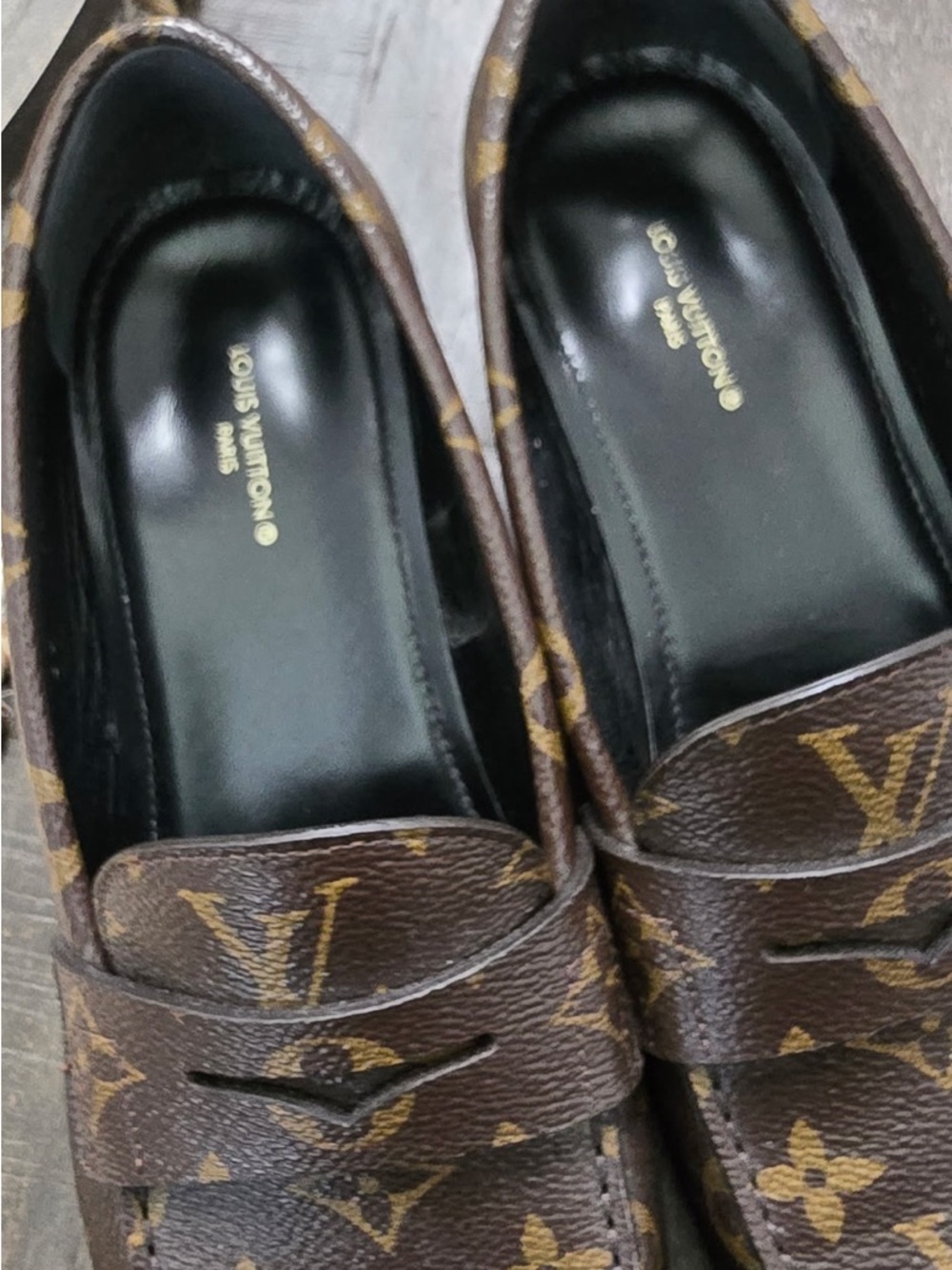 Louis Vuitton Brown Monogram Canvas Penny Loafers - Picture 4 of 7